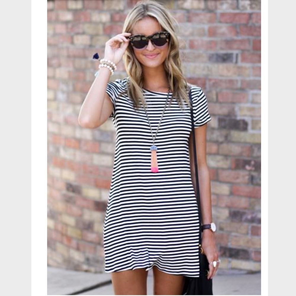 NWOT! Black & White Striped T-Shirt Dress by Kept